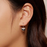 Silver Heart Drop Earrings